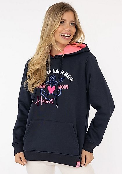 Zwillingsherz Hoodie "Fernweh nach Meer" mit maritimer Stickerei, Känguruta günstig online kaufen