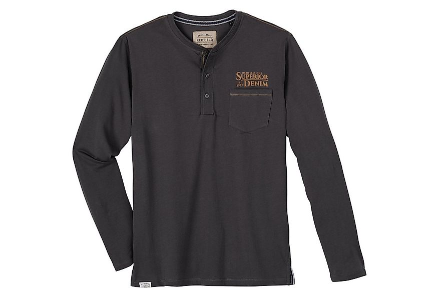 redfield Langarmshirt T-Shirt von Redfield mit Knopfleiste in Herren Übergr günstig online kaufen