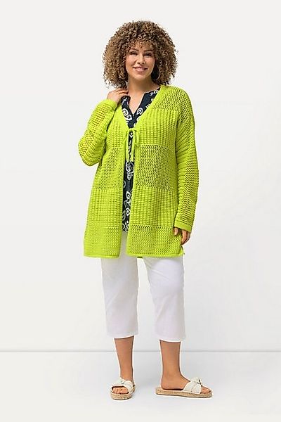 Ulla Popken Strickjacke Strickjacke Lochstrick Oversized V-Ausschnitt günstig online kaufen