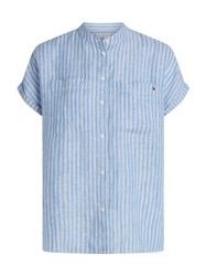 Tommy Hilfiger Kurzarmbluse "ESS LINEN COLLARLESS S/S BLOUSE" mit Logostick günstig online kaufen