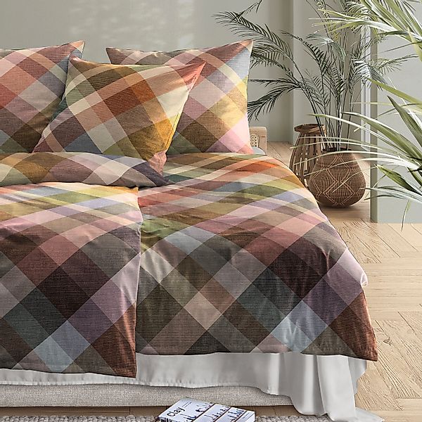 Irisette Flausch Cotton Bettwäsche Zobel 8631-90 Kariert Bunt 135x200 günstig online kaufen