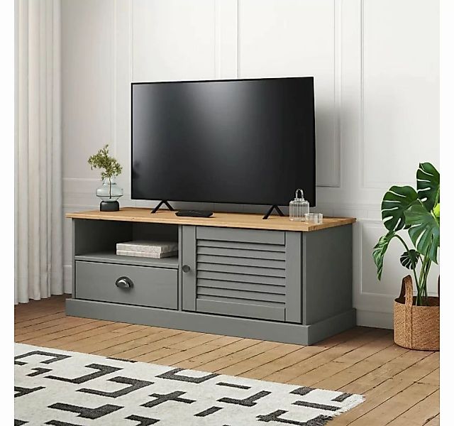 furnicato TV-Schrank VIGO Grau 106x40x40 cm Massivholz Kiefer günstig online kaufen