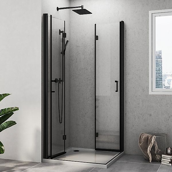 Hopibath Eckdusche Duschkabine Schwarz Chrom 100x90x195cm günstig online kaufen