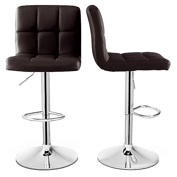 Costway Barhocker 2er Set Aus Kunstleder 150 kg Belastbar Braun günstig online kaufen