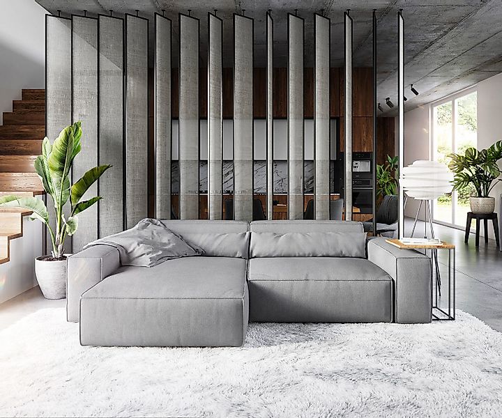 DELIFE Ecksofa Sirpio, XL Mikrofaser Grau günstig online kaufen