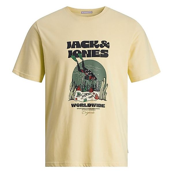 Jack & Jones Rundhalsshirt Große Größen Herren T-Shirt gelb Totenkopfprint günstig online kaufen