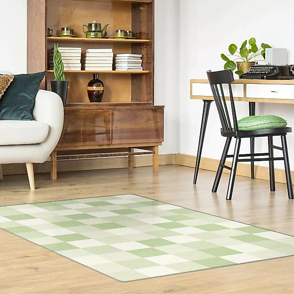 Teppich Geometrisches Muster Buntes Schachbrett Grün günstig online kaufen