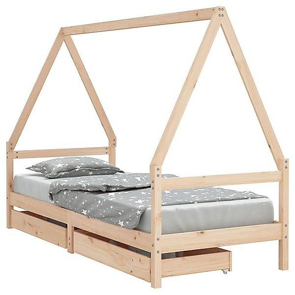 vidaXL Kinderbett, Jugendbett mit Schubladen 90x190 cm Massivholz Kiefer günstig online kaufen