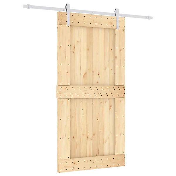 vidaXL Schiebetür mit Beschlag 100x210 cm Massivholz Kiefer 3203037 günstig online kaufen