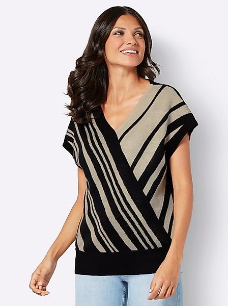 Sieh an! Strickpullover V-Pullover Extra kurz Jacquard günstig online kaufen