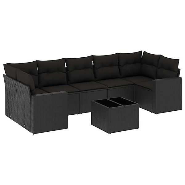 vidaXL 8-Tlg Garten-Sofagarnitur mit Kissen Schwarz Poly Rattan 3251072 günstig online kaufen