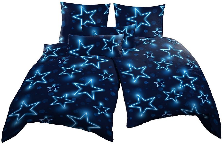 One Home Bettwäsche Sterne, Microfaser, 6 teilig, leuchtoptik inkl. Extra K günstig online kaufen