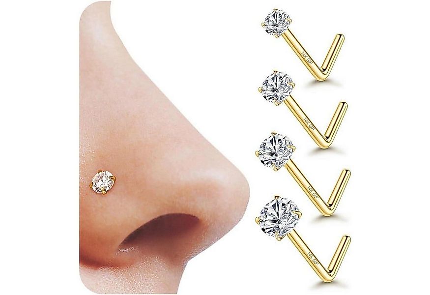 YADOCA Nasenpiercing-Set 4er Set 14K Gold 20G Nasenpiercing Zirkonia Chirur günstig online kaufen