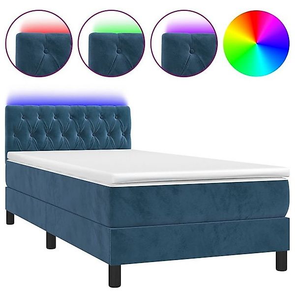 vidaXL Boxspringbett Boxspringbett mit Matratze LED Dunkelblau 90x200 cm Sa günstig online kaufen