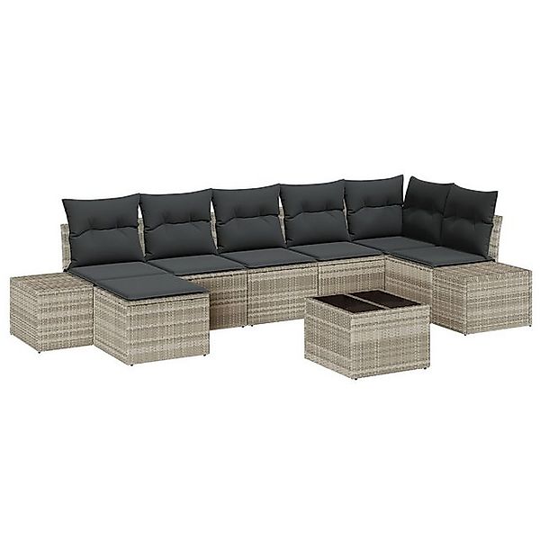 vidaXL Loungesofa 8-teiliges Garten Sofa Set mit Kissen Grau Poly Rattan, 8 günstig online kaufen