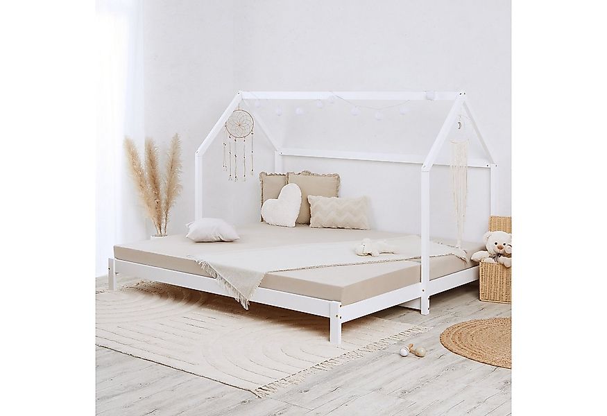 Homestyle4u Hausbett Familienbett 90x200-187x200 Kinderbett Weiß inklusive günstig online kaufen
