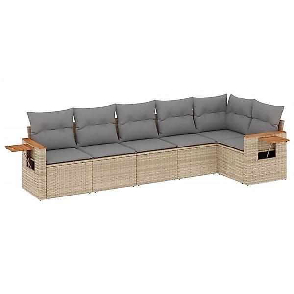 vidaXL 6-Tlg Garten-Sofagarnitur mit Kissen Beige Poly Rattan 3226829 günstig online kaufen