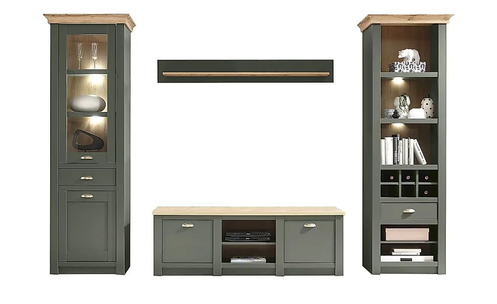 Wohnkombination  Florentina ¦ grün ¦ Maße (cm): B: 308 H: 207 T: 45.0 Kommo günstig online kaufen