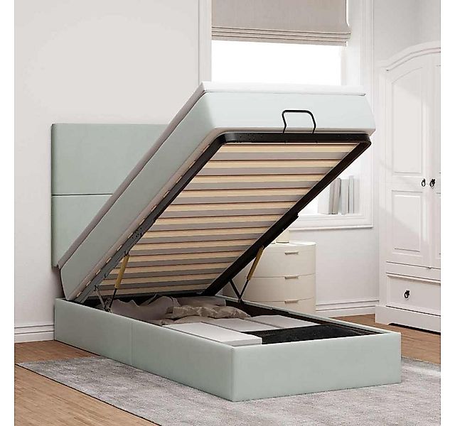vidaXL Bett, Ottoman-Bett mit Matratzen Hellgrau 90x190 cm Samt günstig online kaufen