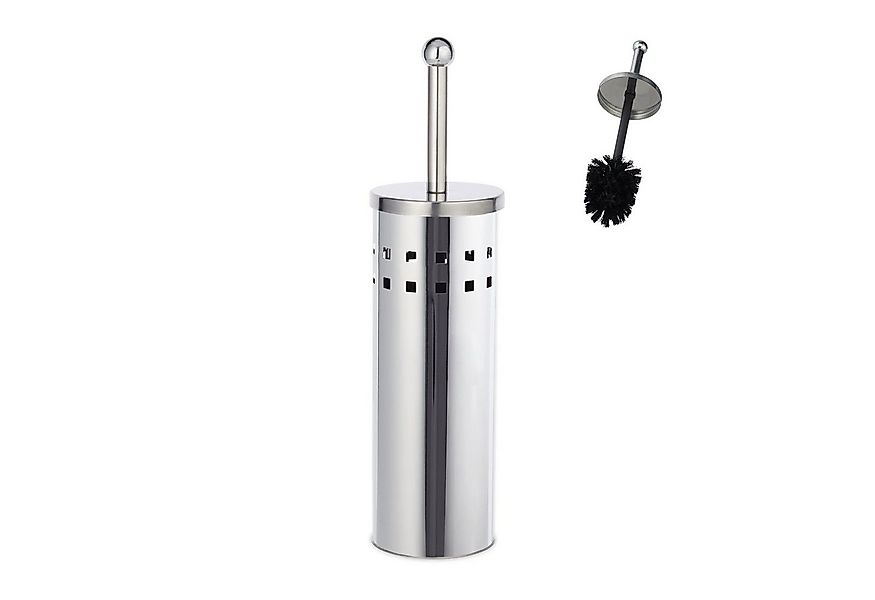 relaxdays Badezimmer-Set 2 x WC Garnitur aus Edelstahl rund günstig online kaufen