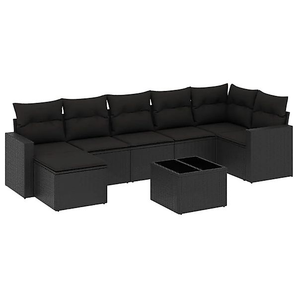vidaXL 8-Tlg Garten-Sofagarnitur mit Kissen Schwarz Poly Rattan 3251622 günstig online kaufen