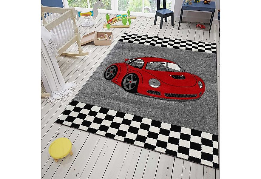 Vimoda Kinderteppich Auto Kinder teppich Auto Rot, Car Rennwagen, Rechtecki günstig online kaufen