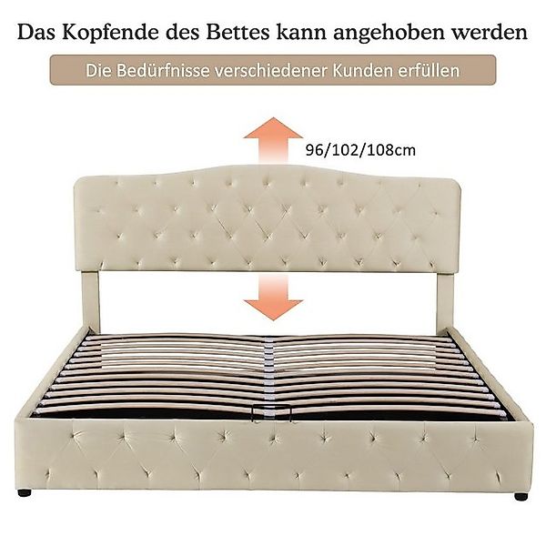 HAUSS SPOLE Polsterbett 180x200cm mit Lattenrost und höhenverstellbares Kop günstig online kaufen