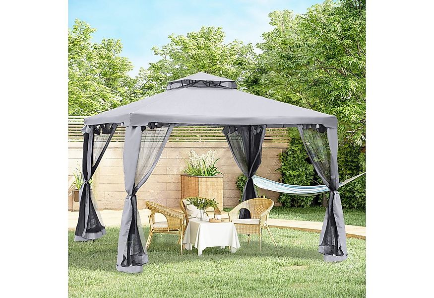 Outsunny Pavillon Festzelt, Wetterfest, mit 4 Seitenteilen, (Gartenzelt, Ga günstig online kaufen