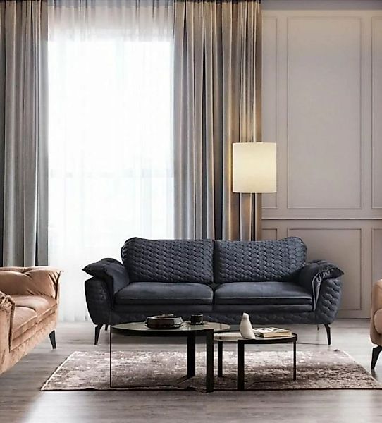 JVmoebel Sofa Sofa 3 Sitzer Grau Sofas Stil Luxus Wohnzimmer Couch Design, günstig online kaufen