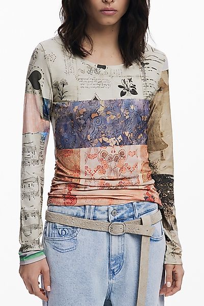 Desigual T-Shirt Stylisches Langarmshirt Damen Beige günstig online kaufen