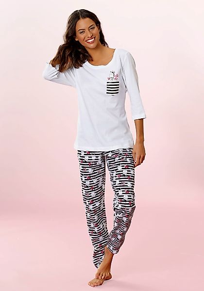 Vivance Dreams Pyjama, (2 tlg.), mit verspieltem Giraffen-Print günstig online kaufen