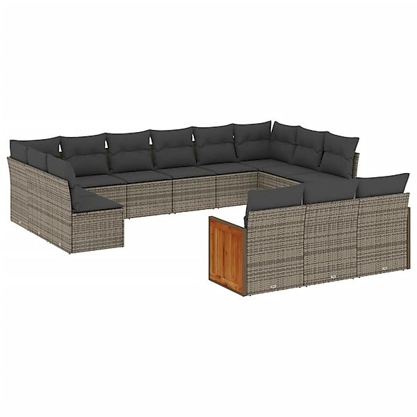 vidaXL 13-tlg Garten-Sofagarnitur mit Kissen Grau Poly Rattan Modell 38 günstig online kaufen