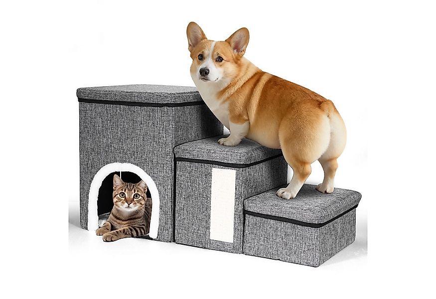 BlingBin Haustiertreppe 3 Stufen Klappbar Treppe mit Katzenhöhle, Hundetrep günstig online kaufen