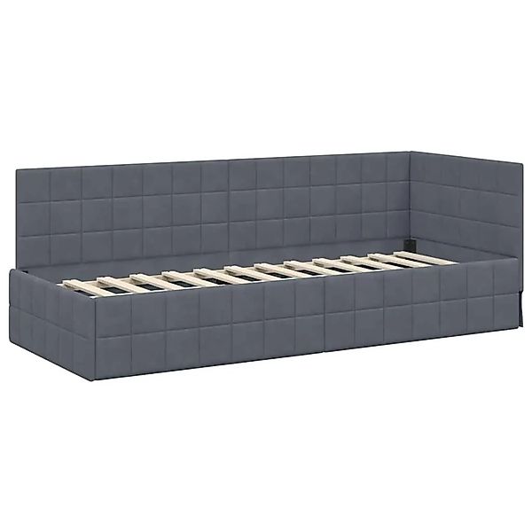 vidaXL Eckbettgestell mit Kopfteil Dunkelgrau 80 x 200 cm Stoff 42016369 günstig online kaufen