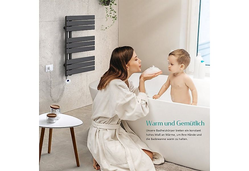 EMKE Elektrischer Badheizkörper Anthrazit mit Thermostat 400W~1000W, Elektr günstig online kaufen