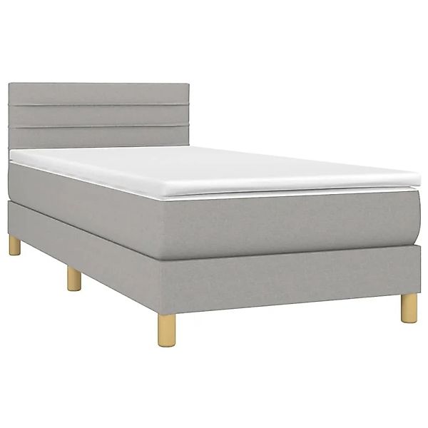 vidaXL Boxspringbett mit Matratze & LED Hellgrau 90x200 cm Stoff 3133765 günstig online kaufen
