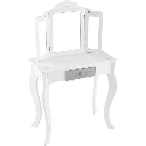 Costway 2 In 1 Kinder Schminktisch mit 3-Fach Spiegel Incl. 10 Zubehör günstig online kaufen