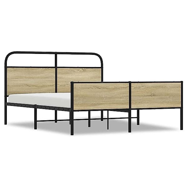 vidaXL Bett Metallbett ohne Matratze Sonoma-Eiche günstig online kaufen