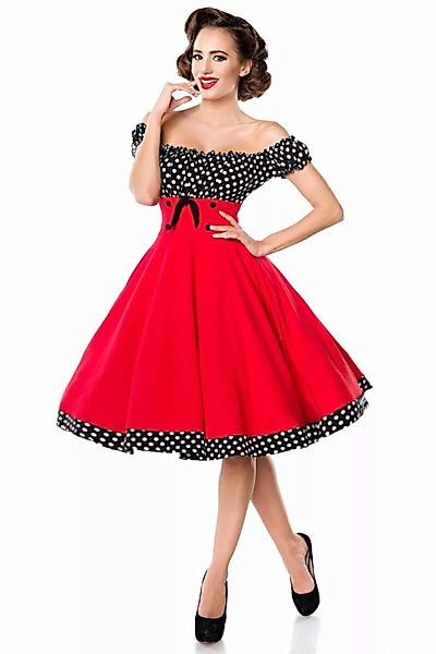 Schulterfreies Tellerrock-Kleid Rot günstig online kaufen