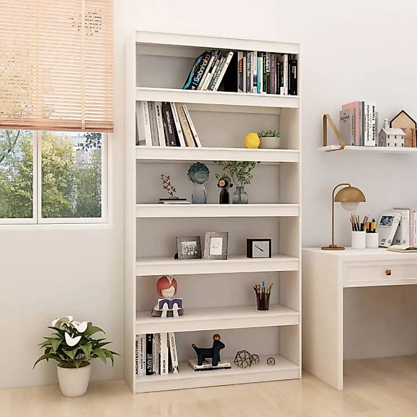 Bücherregal/raumteiler Weiß 100x30x200 Cm Kiefer Massivholz günstig online kaufen