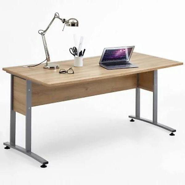 Lomadox Büro-Schreibtisch 160cm COLUMBUS-10 in Brilliantweiß matt  - B x H günstig online kaufen