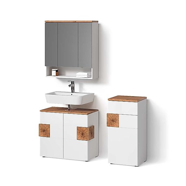 Livinity® Badmöbel-Set Tanaro, Weiß/Artisan-Eiche, 3 Teile günstig online kaufen