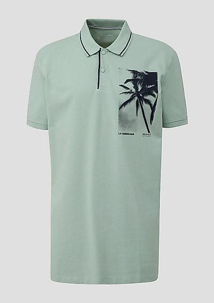 s.Oliver Kurzarmshirt Poloshirt aus Baumwolle mit Frontprint Kontrast-Detai günstig online kaufen