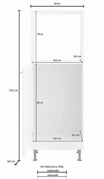 OPTIFIT Backofenumbauschrank "Bern", 60 cm breit, 176 cm hoch, höhenverstel günstig online kaufen