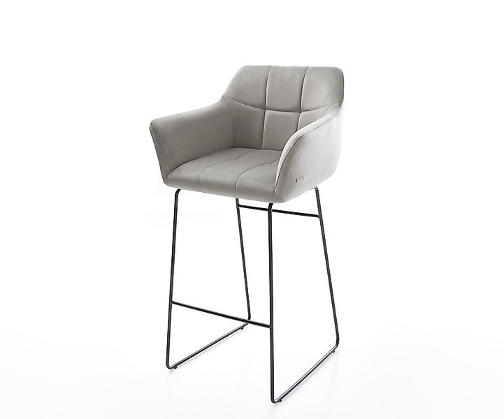 Barstuhl Yulo-Flex Samt Grau Kufengestell Metall günstig online kaufen