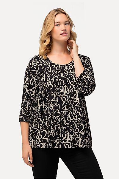 Ulla Popken T-Shirt Shirt Zahlenmuster A-Linie günstig online kaufen