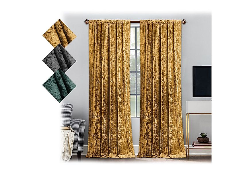 Jibenhome Gardine Samtvorhang Verdunkelungsvorhänge Einfarbig Velvet Gardin günstig online kaufen