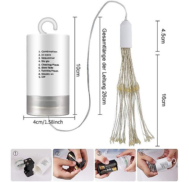 Rosnek LED-Lichterkette Feuerwerk, 198LEDs, Timer, Für Hochzeit Weihnachtsd günstig online kaufen