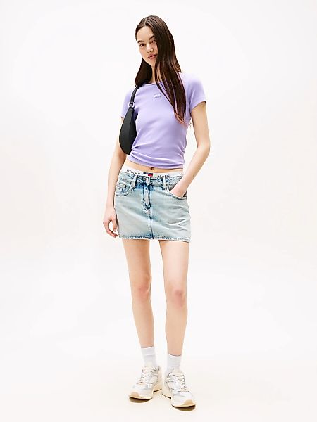 Tommy Jeans Kurzarmshirt "TJW SLIM BADGE RIB TEE" mit gerippter Struktur günstig online kaufen