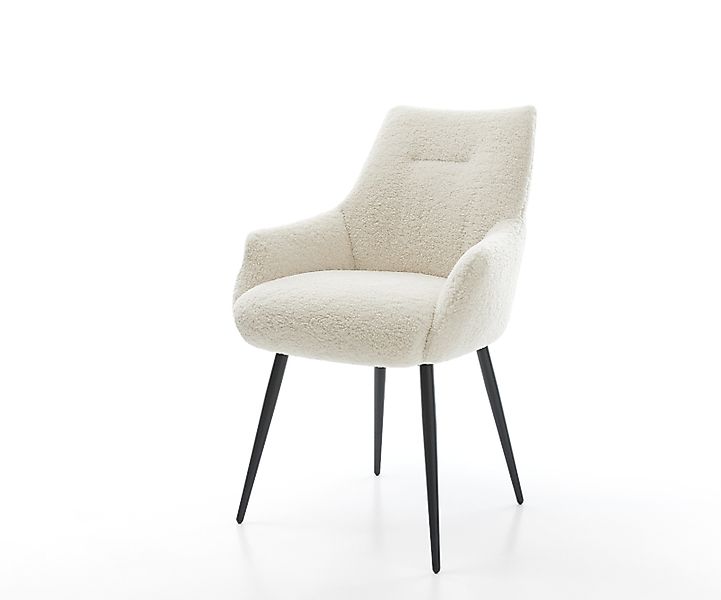 Esszimmerstuhl Alja-Flex mit Armlehnen Teddystoff Beige 4-Fuß konisch Schwa günstig online kaufen